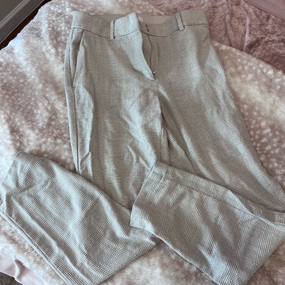 H&M Cream Plaid Trousers